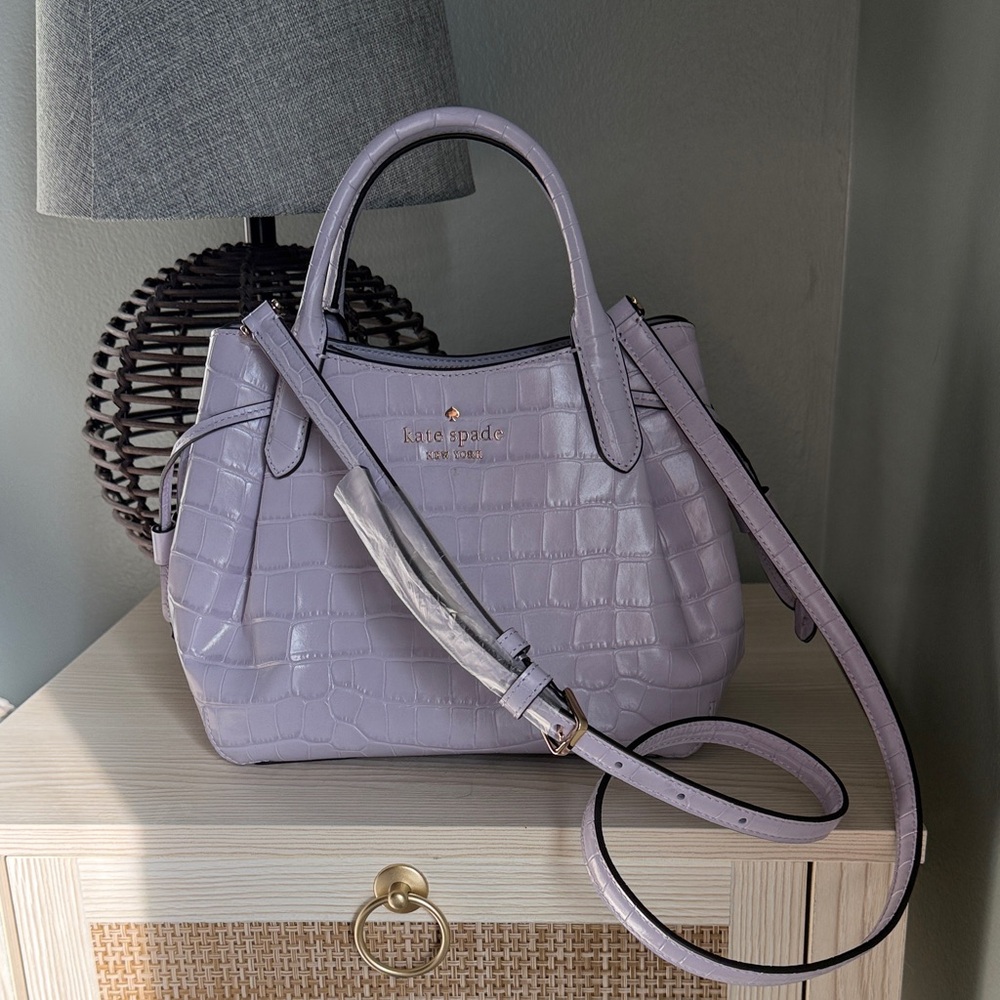 Kate Spade Lilac Croc-Embossed Satchel
